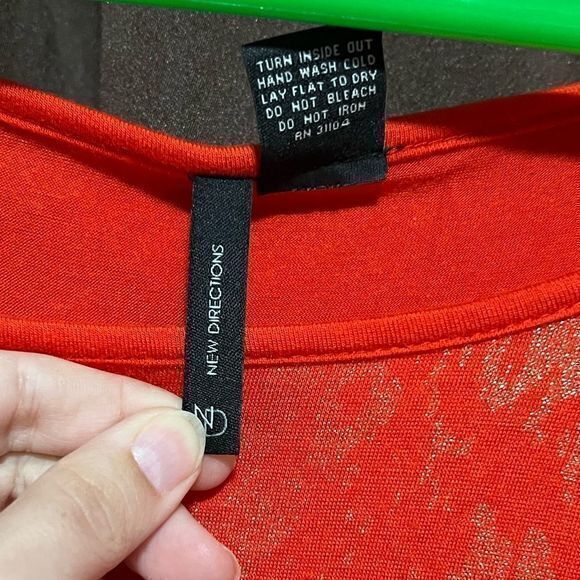 New Directions Women's Embellished Blouse Top Pullover Orange Large - Picture 7 of 8